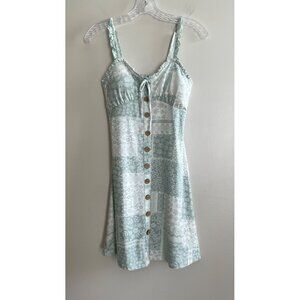 No Boundaries Sleeveless Milkmaid Dress Juniors S Green Patchwork Floral